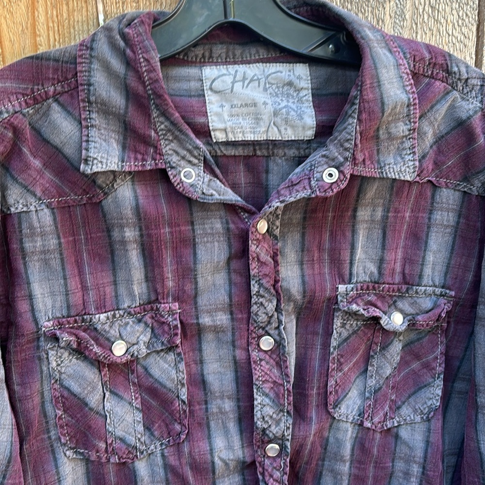 Chalc unisex flannel button down shirt xxl 100 cotton - Picture 4 of 9